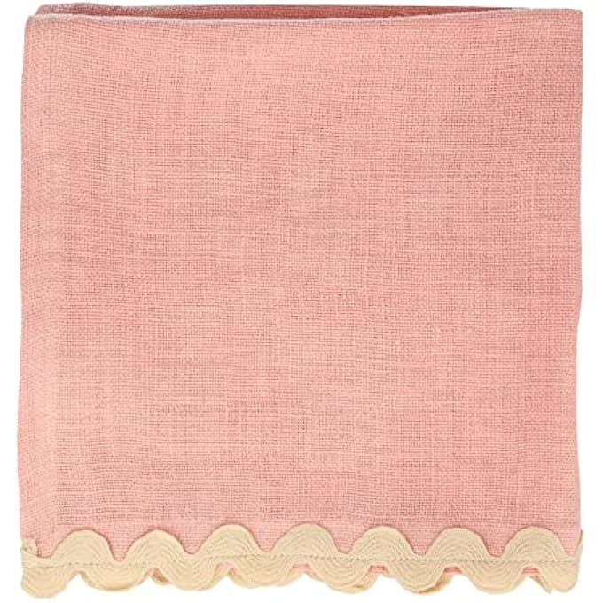 PASTEL CLOTH NAPKINS PACK OF 4REUSABLE LINEN NAPKINS WITH RICRAC BRAID TRIM IN DUSKY PINK, PEACH PINK, BLUE, GREEN, ECO-FRIENDLY, WASHABLE, ELEGANT PARTY TABLE DCOR - Image 1